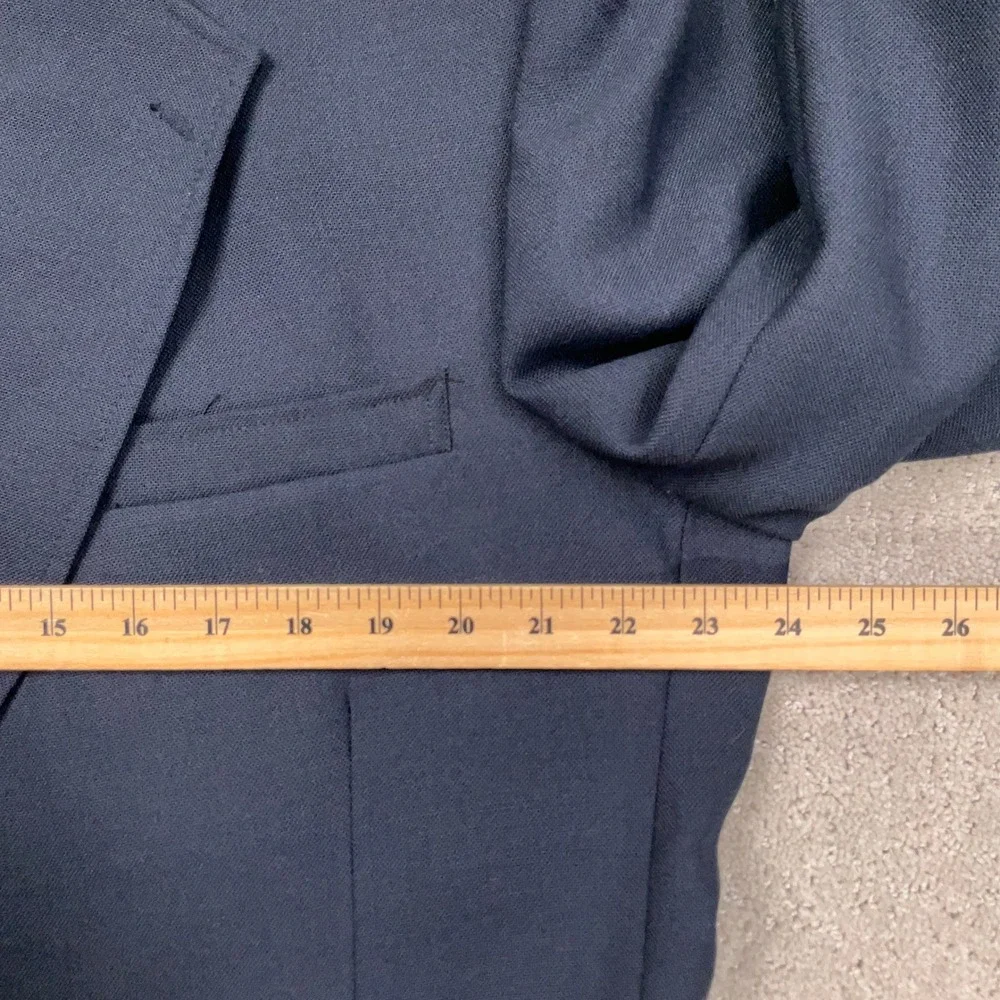Stafford Blazer Mens 46S Navy Blue Gold Button Wool Preppy Traditional 2-Button